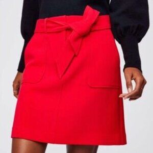 Women LOFT Belted A Line Mini Skirts Casual Office in Vibrant Red Size 16
